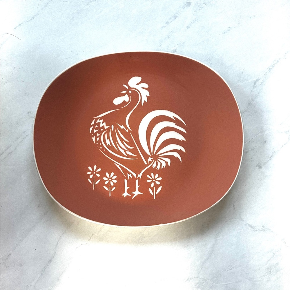 Harkerware vintage Rooster platter 13 1/2” x 11 1/2”